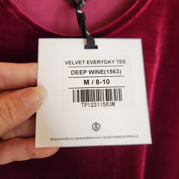 Agnes & Dora 💜 NWT Velvet Everyday Tee Shirt Deep Wine Red Velour Top Hi Low M - Picture 6 of 8